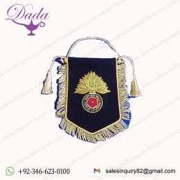 ROYAL FUSILIERS CITY OF LONDON PENNANT WITH BULLION WIRE EMBROIDERED BADGE