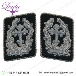 Wwii Kriegsmarine Chaplains Collar Tabs Set Hand Embroidered