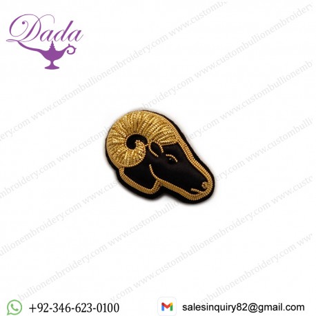 Aries Zodiac Hand Embroidered Brooch