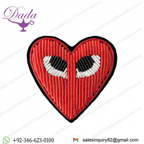 Cannetille Hand-Embroidered Brooch Pin Heart With Eyes