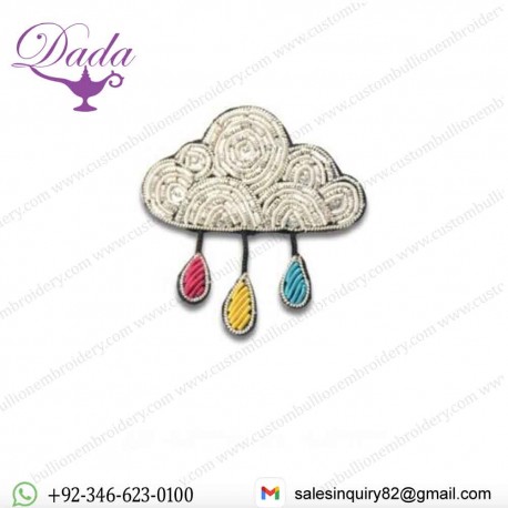 Cloud Shape Cannetille Hand Embroidered Patch Badge