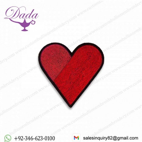 Duel Heart Hand Embroidered Brooch