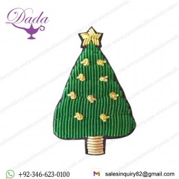 Embroidered Christmas Tree Design Badge Brooch