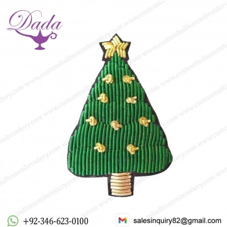 Embroidered Christmas Tree Design Badge Brooch