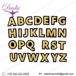 Golden Hand-embroidered Brooch Patch Alphabet A to Z