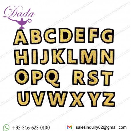 Golden Hand-embroidered Brooch Patch Alphabet A to Z