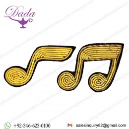 Golden Note Hand-Embroidered Brooch Pin