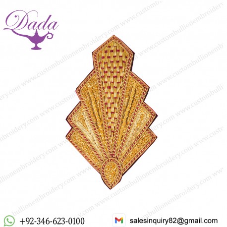 Goldwork Art Deco Hand Embroidered Brooch