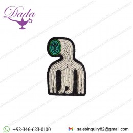 Green Extraterrestrial Hand Embroidered Brooch