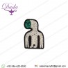 Green Extraterrestrial Hand Embroidered Brooch