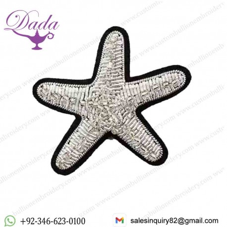 Hand-embroidered Seastar Brooch Pin Sliver