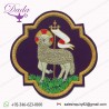 Emblem Lamb Applique For Catholic Vestment Sewn On purple velvet