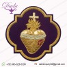 Emblem Sacred Heart Applique For Catholic Vestment sewn on purple velvet