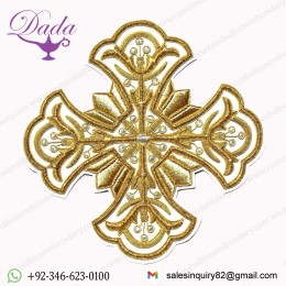 Embroidered Gold Cross Greek Liturgical Applique For Vestments