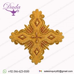 Greek Liturgical Embroidered Gold Cross Applique For Vestments