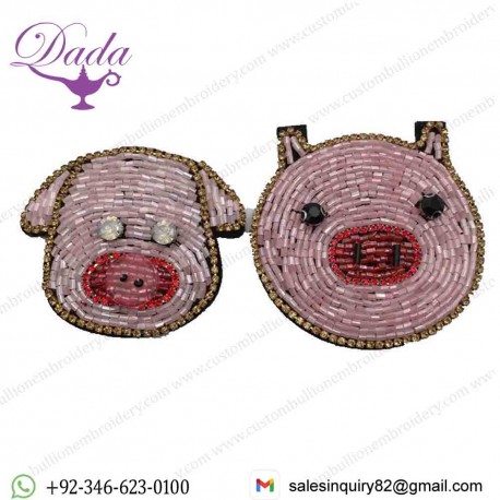 Heavy Industry Crystal Diamond Chain Handmade Beaded Pink Pig Clothing Patch Embroidered Shoes Hats Diy Accessories