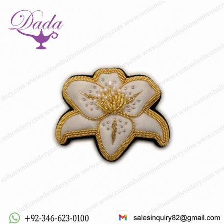 Lily Flower Pearl Bullion Wire Brooches