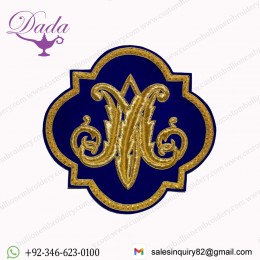 Handmade Catholic Church Emblem For Vestment Applique Sewn On Velvet