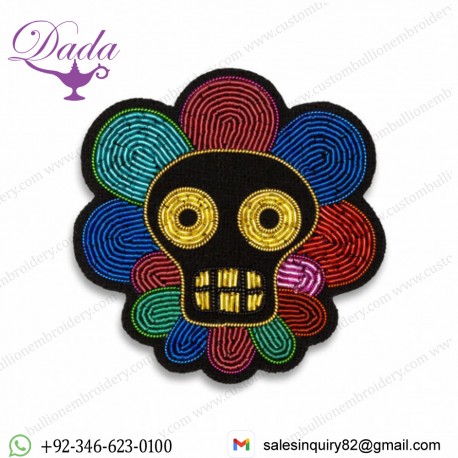 Muerte Head Bullion Wire Brooches