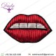 Red Lips Hand Embroidered Brooch Pin