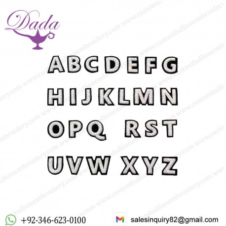 Sliver Hand-embroidered Brooch Patch Alphabet A to Z