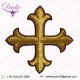Liturgical Embroidered Gold Cross Applique For Vestments on Dk Red Velvet