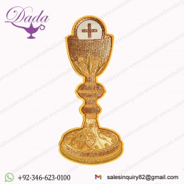 New Emblem Chalice Applique For Catholic Vestment On Gold Cloth