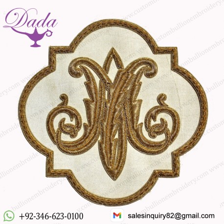 New Handmade Catholic Church Emblem For Vestment Applique, White Satin