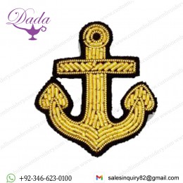 Bullion Wired Brosche Golden Anchor