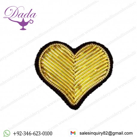 Bullion Wired Gold Heart Brooch