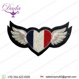 Flying Heart Handmade Bullion Embroidered Brooch