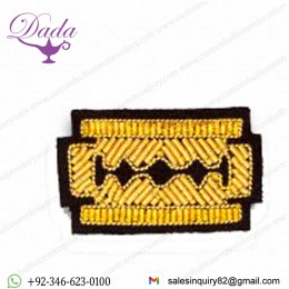 Gold Metallic Thread Embroidery Razor Blade brooch
