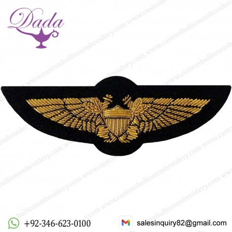 Navy NFO Wings of Gold, Handmade Metal Thread Bullion Wire, Naval Flight Officer, Marine Aviation