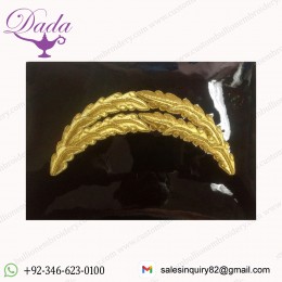 Cap Peak 2 Row Gold Metallic Thread Embroidered Oak Leaf