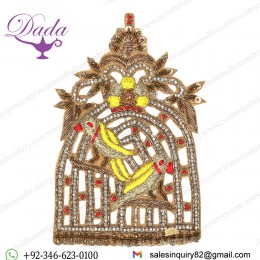 Designer Zardozi Parrot Cage Patch with Crystals and Sequins