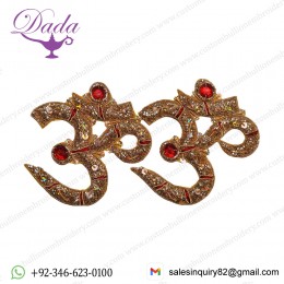 Golden AUM Patch with Zardozi work and Beads