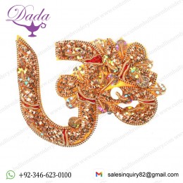Golden Om (AUM) Patch with Sequins and Zardozi Work