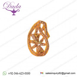 Golden Paisley Patch with Embroidered Zardozi Work