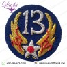 Us Thirteenth Air Force Hand Embroidered With Gold And Silver Wire Bullion On A Blue Circle Shaped