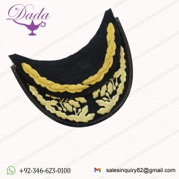 Hand Embroidery Visors Solid Gold Bar Cap Peaked Supplier