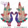 Pair of Zardozi Peacock Patches with Embellished Crystals