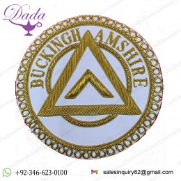 Masonic Apron Badge Buckinghamshire Hand Embroidered With Bullion & Wire Badge