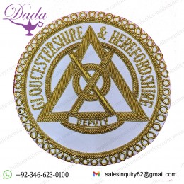 Masonic Apron Badge Lincolnshire Hand Embroidered Bullion & Wire Masonic Badges