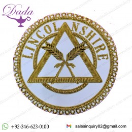 Masonic Apron Badge Lincolnshire Hand Embroidered Bullion & Wire Masonic Badges