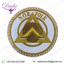 Masonic Apron Badge Norfolk Hand Embroidered With Bullion And Wire Masonic Badge