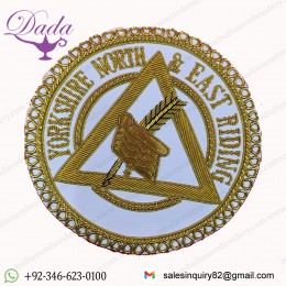 Masonic Apron Badge Yorkshire North & East Riding Hand Embroidered Masonic Badge
