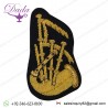 GOLD WIRE EMBLEM PIPE MAJOR BAGPIPE ARM BLAZER BULLION BADGE HAND EMBROIDERED
