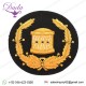 Insignia Badge - Hand embroidery blazer badge Gold Drum & Gold Wreath on Black