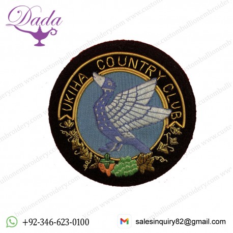 Blazer patch UKIHA COUNTRY CLUB BLAZER BADGE HAND EMBROIDERED BULLION AND WIRE BLAZER BADGE