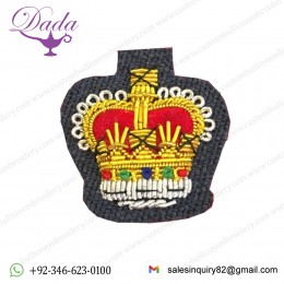 Hand embroidered crown badge UK